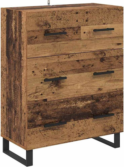 Wooden Chest of Drawers Coffee 69.5x34x90cm