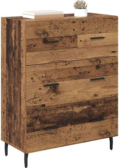 Wooden & Metallic Chest of Drawers Coffee 69.5x34x90cm