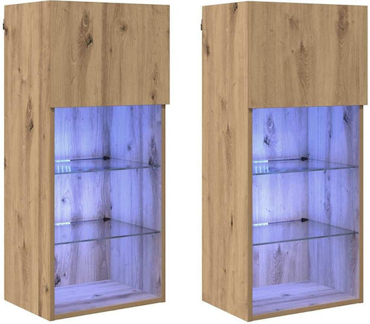 Living Room TV Unit with Lighting Artisan Oak L40.5xW30xH90cm