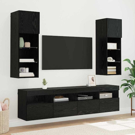Living Room TV Unit with Lighting Black Beech L40xW30xH40cm