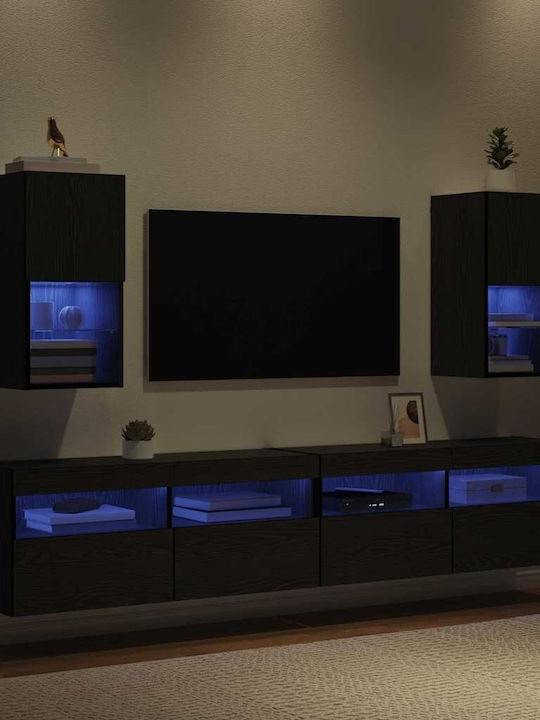 Living Room TV Unit with Lighting Black Beech L30.5xW30xH60cm