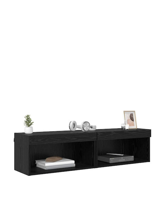 Living Room TV Unit with Lighting Black Beech L60xW30xH30cm