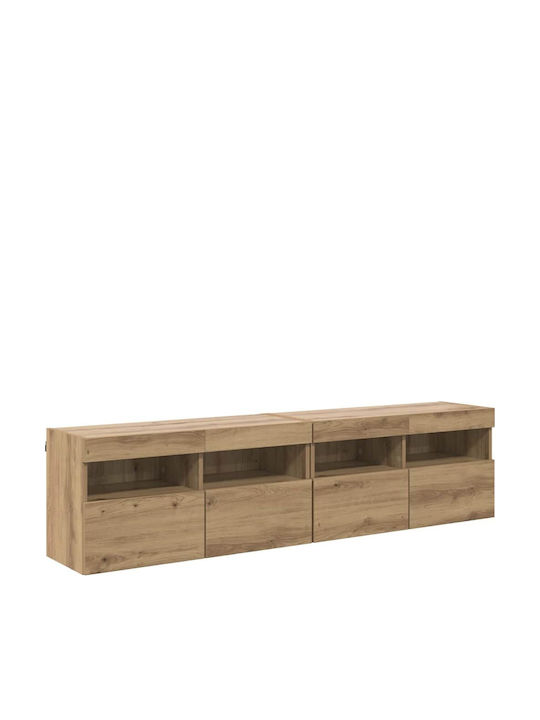 Living Room TV Unit with Lighting Artisan Oak L80xW30xH40cm