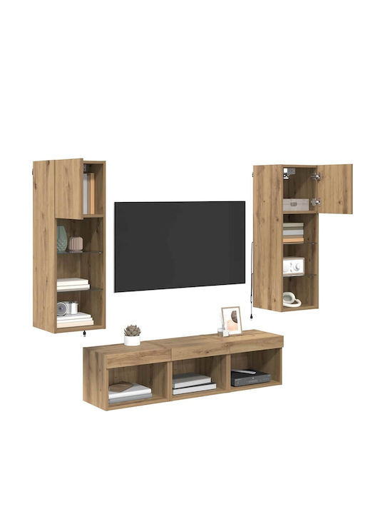 Wohnzimmer TV-Einheit Black Beech mit Beleuchtung L60xB30xH30cm