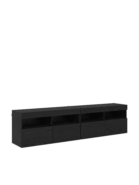 Living Room TV Unit with Lighting Black Beech L80xW30xH40cm