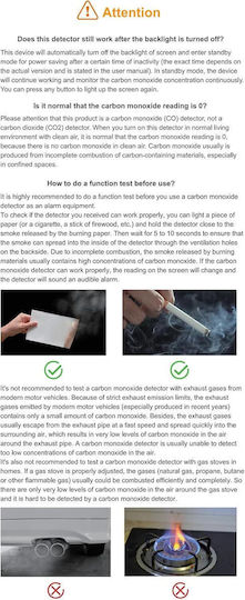 Detector Portabil CO – Monoxid de Carbon Afișaj Temperatură Umiditate Portabil Călătorie Camping Portocaliu