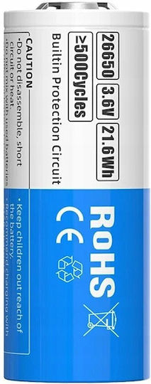 XTAR Επαναφορτιζόμενη Μπαταρία 26650 Li-ion 6000mAh 3.6V