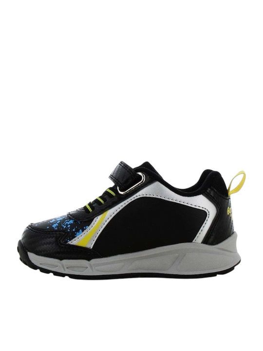 Παιδικά Sneakers Ανατομικά με Σκρατς & Φωτάκια Μαύρα