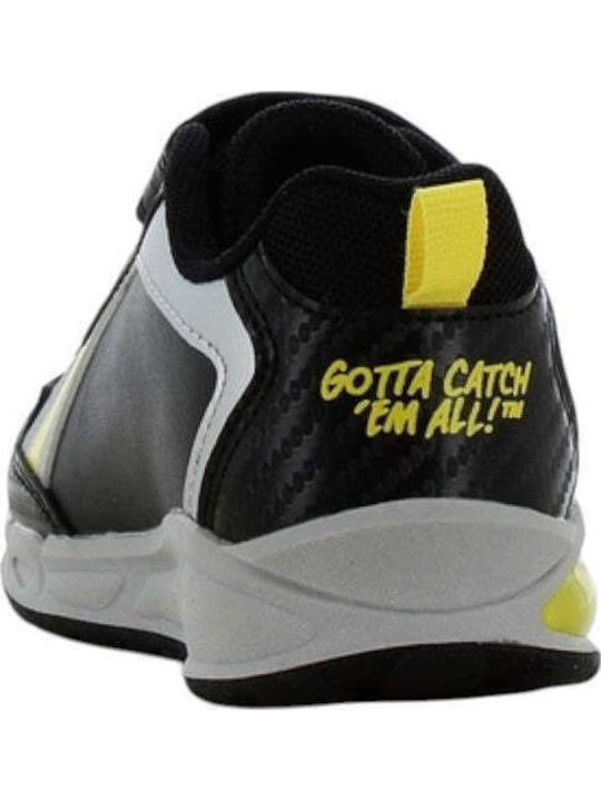 Παιδικά Sneakers Ανατομικά με Σκρατς & Φωτάκια Μαύρα