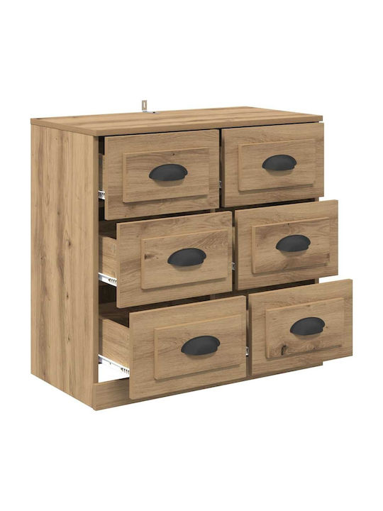 Sideboard Wooden with Drawers Artisan Oak 70x35.5x67.5cm