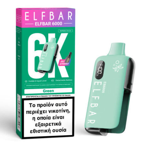 Elf Bar Elf Bar Einweg-E-Zigarette 6000 Einweg-E-Zigaretten Erdbeer Eis 10ml 20mg Grün