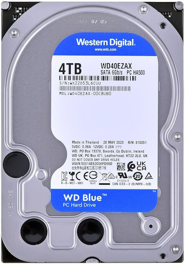 Western Digital Blue 4TB HDD Hard Drive 3.5" SATA III 5400rpm with 256MB Cache for Desktop WD40EZAX