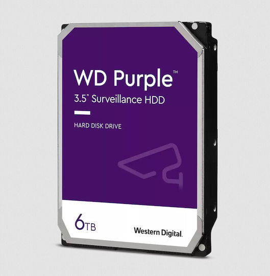 Western Digital Purple 6TB HDD Σκληρός Δίσκος 3.5" SATA III 5400rpm με 256MB Cache για Καταγραφικό WD64PURZ