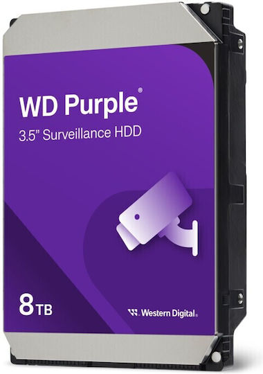 Western Digital Purple 8TB HDD Σκληρός Δίσκος 3.5" SATA III 5400rpm με 256MB Cache για Καταγραφικό WD85PURZ