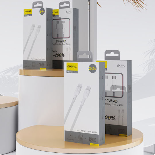 Dudao USB 2.0 Cable USB-C male - USB-C 240W PD Λευκό 2m