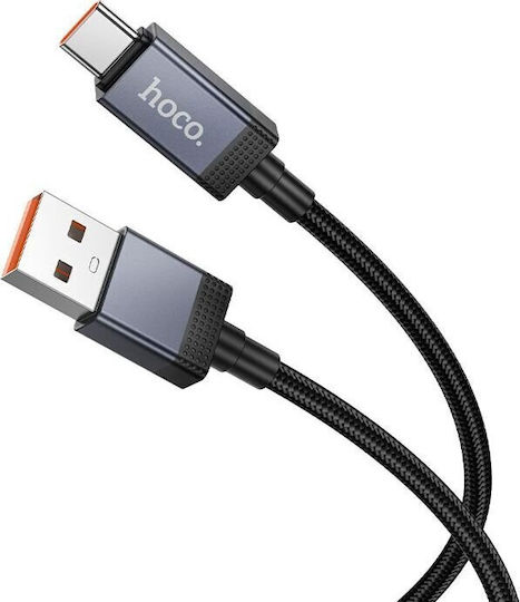 Hoco X118 Плетена USB 2.0 Кабел USB-C мъжки - USB-A мъжки 60W Черен 1м