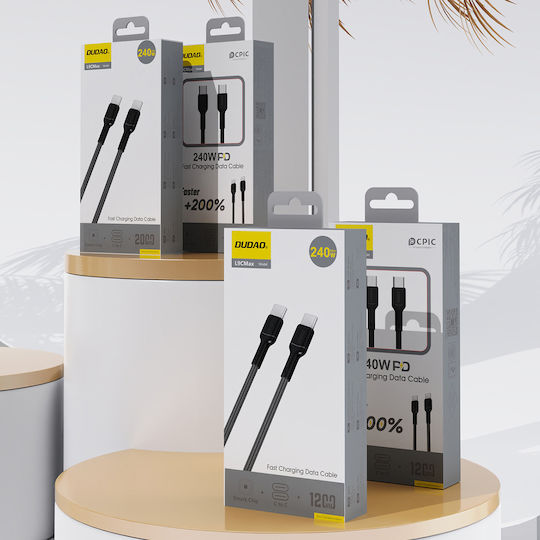 Dudao USB 2.0 Cable USB-C male - USB-C 240W PD Μαύρο 1.2m