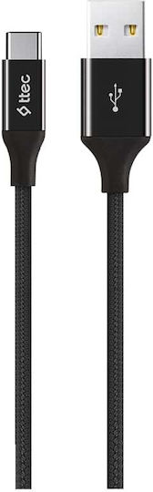 TTEC Braided USB 2.0 Cable USB-C male - USB-A Μαύρο 1.2m 2DK18S