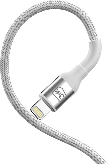 3MK Regular USB-A la Cablu Lightning 12W Alb 2m