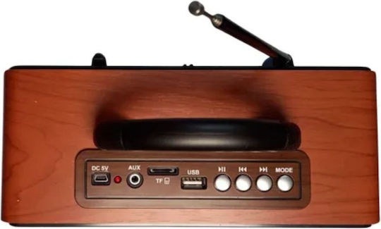 MK-197 Retro Επιτραπέζιο Ραδιόφωνο Επαναφορτιζόμενο με Bluetooth και USB Καφέ