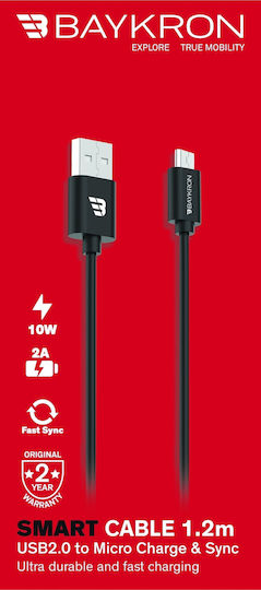 Baykron Regulat USB 2.0 spre micro USB Cablu Negru 1.2m (BKR-SL-MU-BLK1.2) 1buc