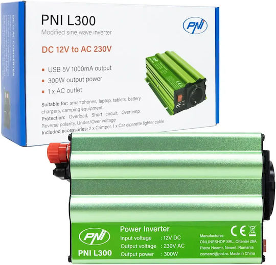 PNI Car Inverter Modified Sinewave 300W to Converter 12V DC in 230V AC