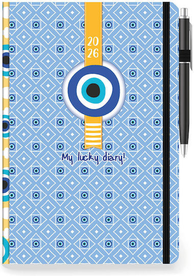 Daily Diary Grid 14x21cm Elastic Pen 890139 Various Designs