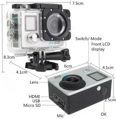 Andowl Qy07k Action Camera 4K Ultra HD Υποβρύχια (με Θήκη) και Wi-Fi Γκρι