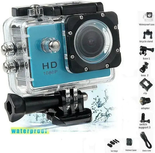 SPC1080 Action Camera Full HD (1080p) Υποβρύχια (με Θήκη) με Οθόνη 2" Μπλε
