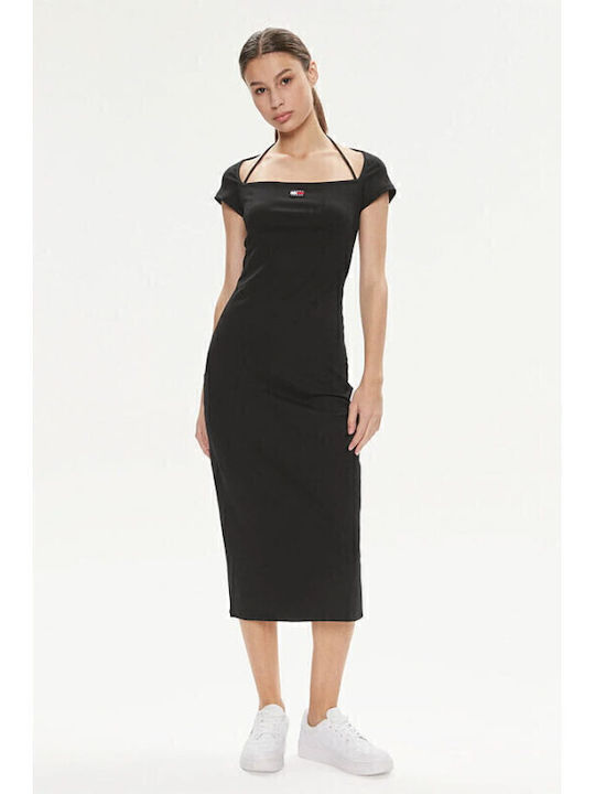 Summer Midi Knitted Black Dress