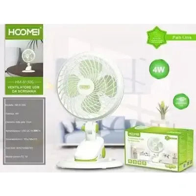 Hoomei Ανεμιστηράκι USB Επαναφορτιζόμενο 3W Πράσινο HM-8130G