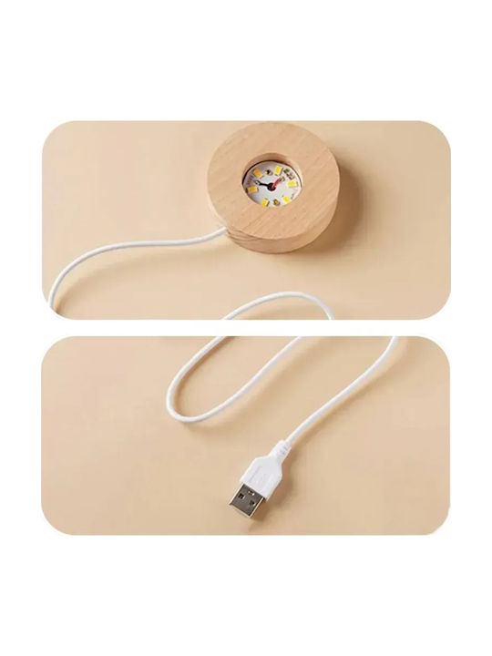 Decorative Crystal Ball Led 8cm 3d Wooden Base Design Bells