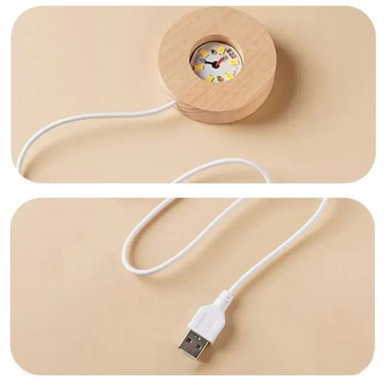 Decorative Crystal Ball Led 8cm 3d Wooden Base Design Bells