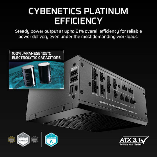 Corsair HX1500i Shift 1500W Черен Компютърно захранване Пълен модул Cybenetics Platinum