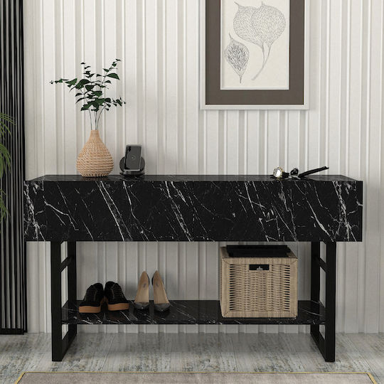 Aron Console Table Wood & Metal Μαύρο Εφέ Μαρμάρου L138.8xW41xH75.7cm