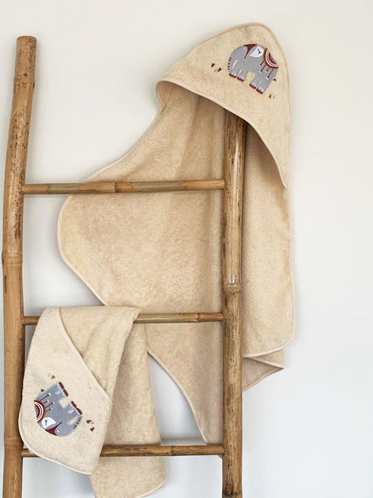 Sunshine Βρεφική Κάπα-Μπουρνούζι με Κουκούλα Beige 75x75εκ.
