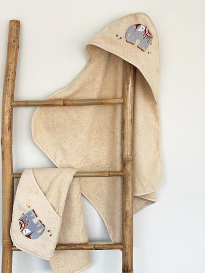 Sunshine Βρεφική Κάπα-Μπουρνούζι με Κουκούλα Beige 75x75εκ.