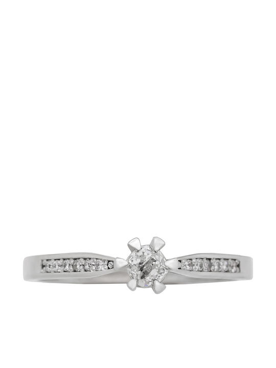 Savvas Design Einzelner Steinring aus Weißgold 18K
