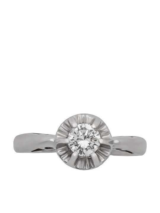 Savvas Design Einzelner Steinring aus Weißgold 18K