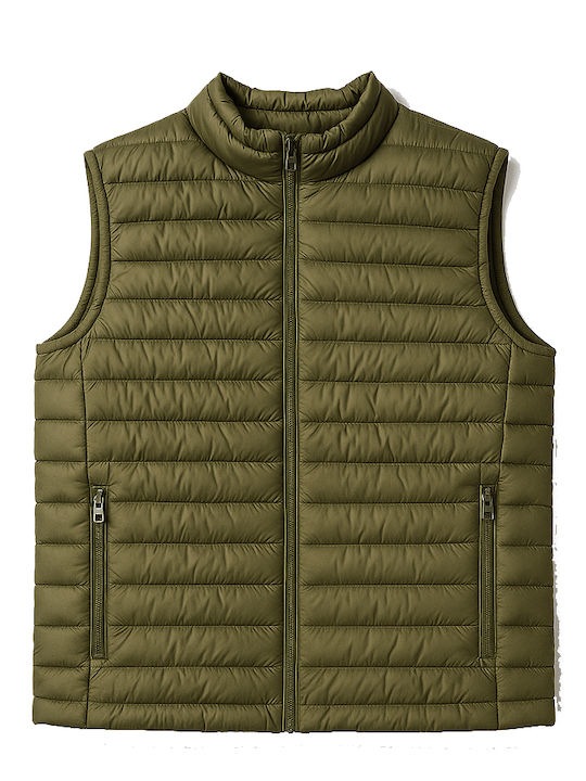 Sleeveless Jacket Puffer Khaki