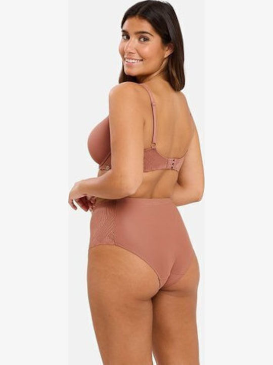 High-waisted Women's Slip with Lace Beige