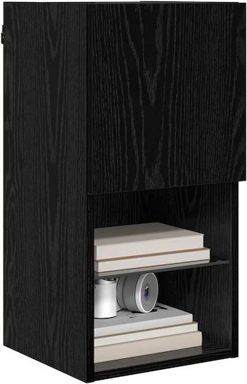Hanging Living Room Cabinet Made of Particle Board with Lighting Black Beech 30.5x30x60cm