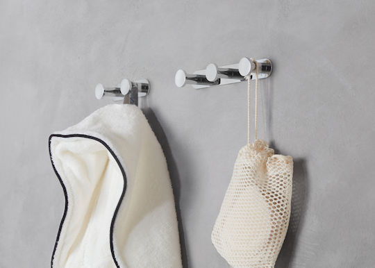 Bronze Art Triple Wall-Mounted Bathroom Hook Inox Silver