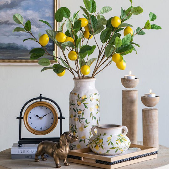 Artekko Decorative Vase Lemon White 20.5x13.2x20.5cm