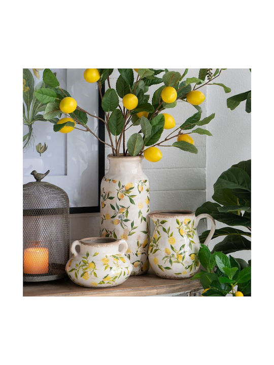 Artekko Decorative Vase Lemon White 20.5x13.2x20.5cm