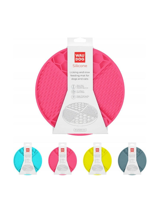 Silicone Licking Mat Collar Wau Dog Round 21.1x21.1x3cm Pink
