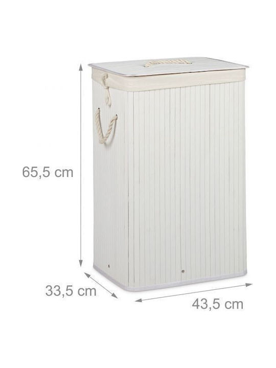Relaxdays Bambus Wäschekorb Klappbar 83l mit Deckel Weiß