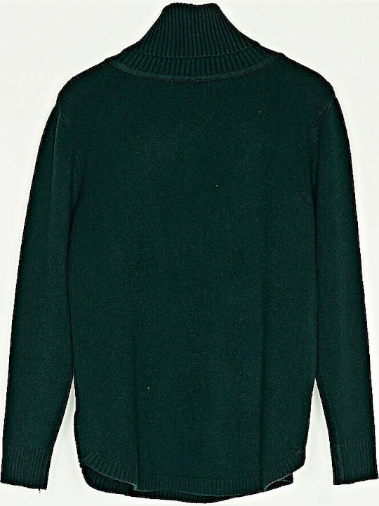 Bluza Damă Pulover Cu Guler Înalt Verde Chiparos