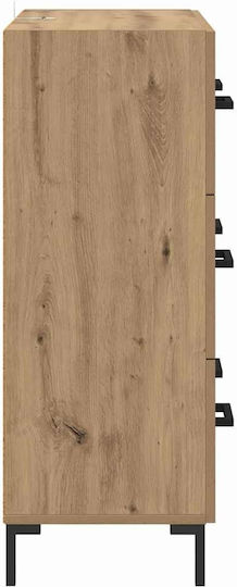 Wooden & Metallic Chest of Drawers Artisan Oak 69.5x34x90cm