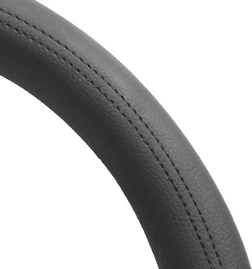 Cartech Car Steering Wheel Cover with Diameter 38cm Leather Black with Black Stitching